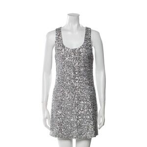 Alice + Olivia Mini Dress in Silver Sequin